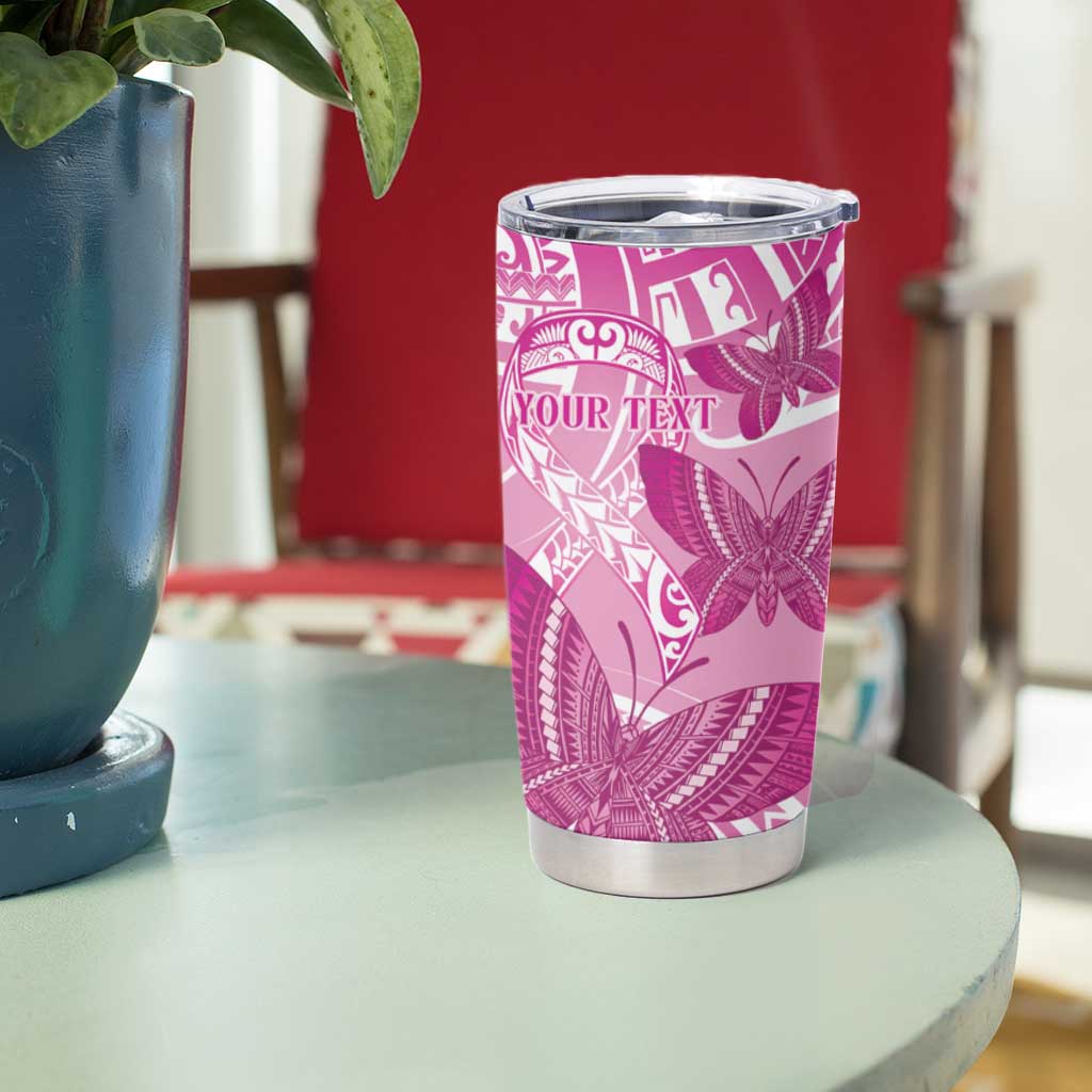 Personalised Polynesia Breast Cancer Awareness Tumbler Cup Think Pink Ribbon Polynesian Butterflies LT14 - Polynesian Pride