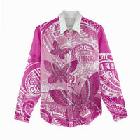 Personalised Polynesia Breast Cancer Awareness Women Casual Shirt Think Pink Ribbon Polynesian Butterflies LT14 - Polynesian Pride