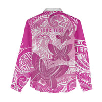 Personalised Polynesia Breast Cancer Awareness Women Casual Shirt Think Pink Ribbon Polynesian Butterflies LT14 - Polynesian Pride