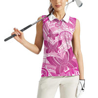 Personalised Polynesia Breast Cancer Awareness Women Sleeveless Polo Shirt Think Pink Ribbon Polynesian Butterflies LT14 - Polynesian Pride