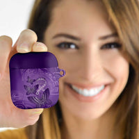 Polynesia Lupus Awareness Month AirPods Case Warrior Purple Ribbon Polynesian Butterflies