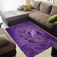 Polynesia Lupus Awareness Month Area Rug Warrior Purple Ribbon Polynesian Butterflies