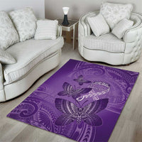 Polynesia Lupus Awareness Month Area Rug Warrior Purple Ribbon Polynesian Butterflies