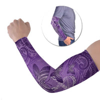 Personalised Polynesia Lupus Awareness Month Arm Sleeves Warrior Purple Ribbon Polynesian Butterflies