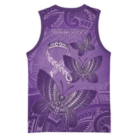 Personalised Polynesia Lupus Awareness Month Basketball Jersey Warrior Purple Ribbon Polynesian Butterflies