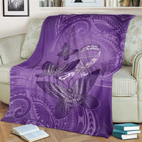 Polynesia Lupus Awareness Month Blanket Warrior Purple Ribbon Polynesian Butterflies