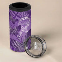 Personalised Polynesia Lupus Awareness Month 4 in 1 Can Cooler Tumbler Warrior Purple Ribbon Polynesian Butterflies LT14 - Polynesian Pride