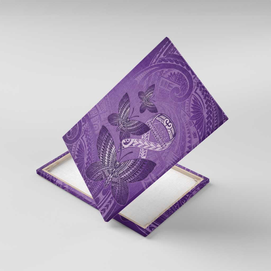 Polynesia Lupus Awareness Month Canvas Wall Art Warrior Purple Ribbon Polynesian Butterflies