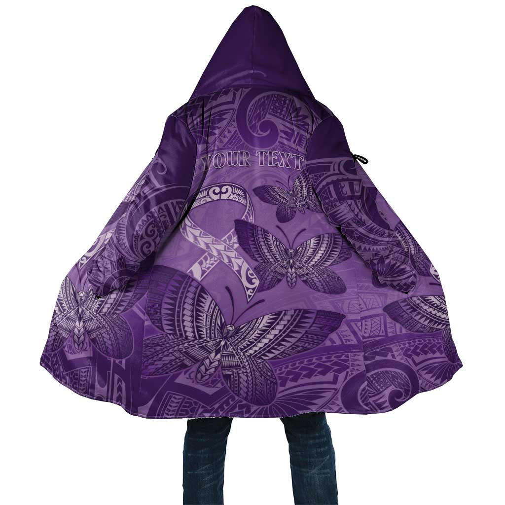 Personalised Polynesia Lupus Awareness Month Cloak Warrior Purple Ribbon Polynesian Butterflies