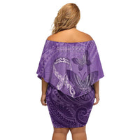 Personalised Polynesia Lupus Awareness Month Family Matching Off Shoulder Short Dress and Hawaiian Shirt Warrior Purple Ribbon Polynesian Butterflies LT14 - Polynesian Pride