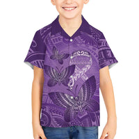 Personalised Polynesia Lupus Awareness Month Kid Hawaiian Shirt Warrior Purple Ribbon Polynesian Butterflies