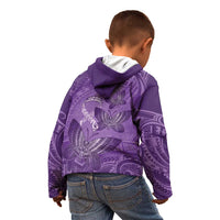 Personalised Polynesia Lupus Awareness Month Kid Hoodie Warrior Purple Ribbon Polynesian Butterflies