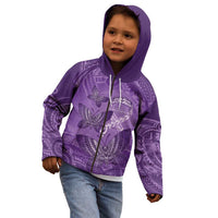 Personalised Polynesia Lupus Awareness Month Kid Hoodie Warrior Purple Ribbon Polynesian Butterflies