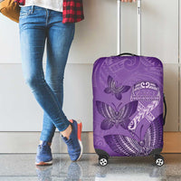 Polynesia Lupus Awareness Month Luggage Cover Warrior Purple Ribbon Polynesian Butterflies LT14 - Polynesian Pride