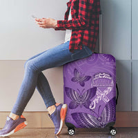 Polynesia Lupus Awareness Month Luggage Cover Warrior Purple Ribbon Polynesian Butterflies LT14 - Polynesian Pride