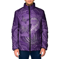 Personalised Polynesia Lupus Awareness Month Padded Jacket Warrior Purple Ribbon Polynesian Butterflies