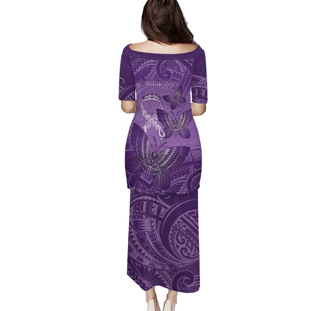 Personalised Polynesia Lupus Awareness Month Puletasi Warrior Purple Ribbon Polynesian Butterflies