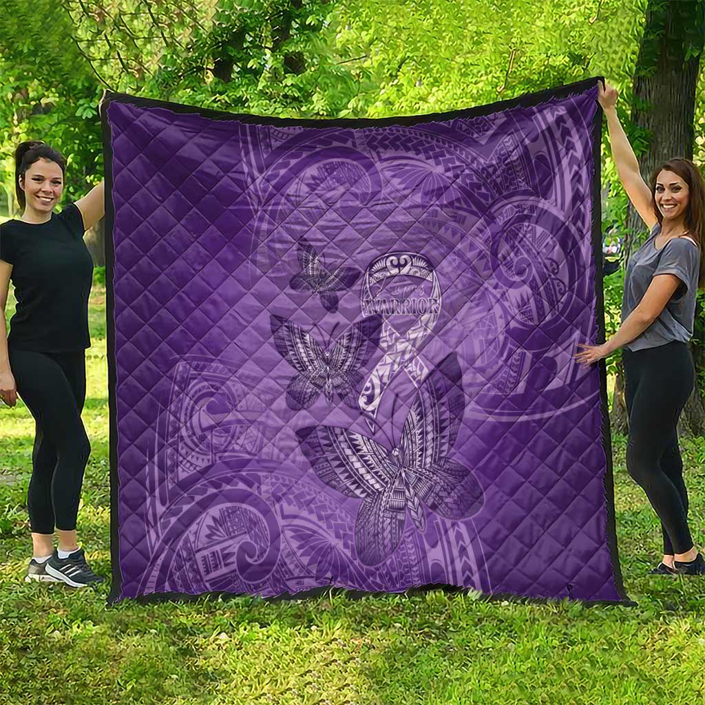 Polynesia Lupus Awareness Month Quilt Warrior Purple Ribbon Polynesian Butterflies