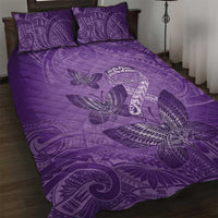 Polynesia Lupus Awareness Month Quilt Bed Set Warrior Purple Ribbon Polynesian Butterflies
