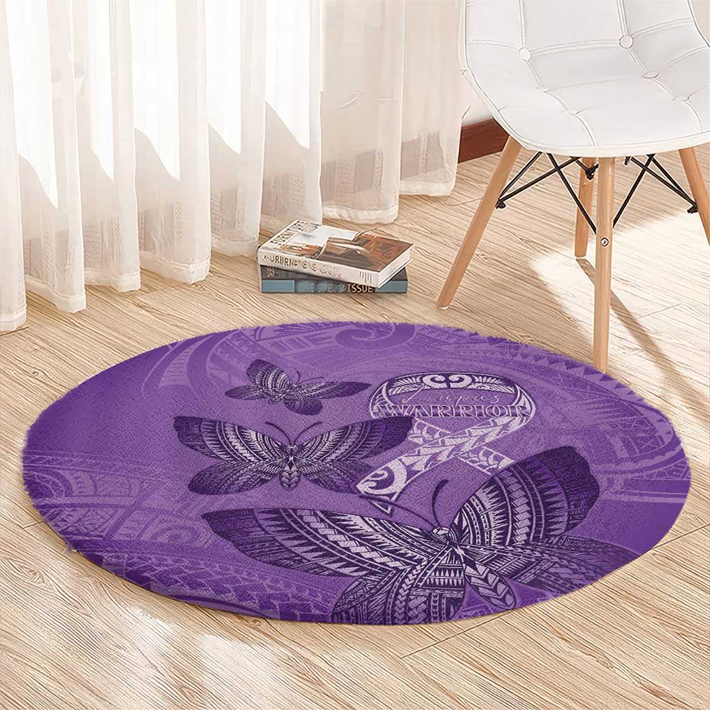 Polynesia Lupus Awareness Month Round Carpet Warrior Purple Ribbon Polynesian Butterflies