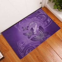 Polynesia Lupus Awareness Month Rubber Doormat Warrior Purple Ribbon Polynesian Butterflies
