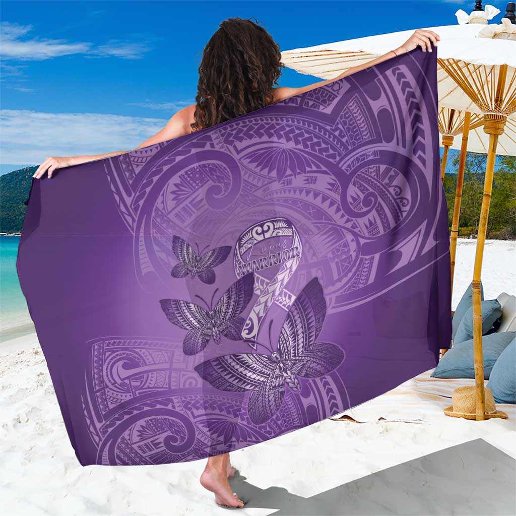 Polynesia Lupus Awareness Month Sarong Warrior Purple Ribbon Polynesian Butterflies