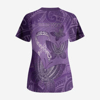 Personalised Polynesia Lupus Awareness Month Scrub Top Warrior Purple Ribbon Polynesian Butterflies
