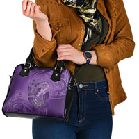 Polynesia Lupus Awareness Month Shoulder Handbag Warrior Purple Ribbon Polynesian Butterflies