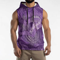 Personalised Polynesia Lupus Awareness Month Sleeveless Hoodie Warrior Purple Ribbon Polynesian Butterflies
