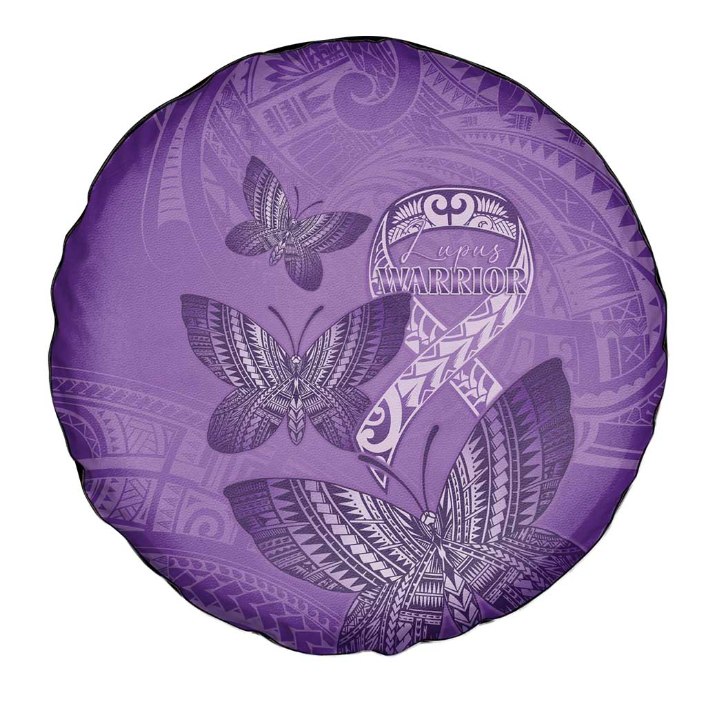 Polynesia Lupus Awareness Month Spare Tire Cover Warrior Purple Ribbon Polynesian Butterflies