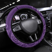 Polynesia Lupus Awareness Month Steering Wheel Cover Warrior Purple Ribbon Polynesian Butterflies LT14 Universal Fit Purple - Polynesian Pride