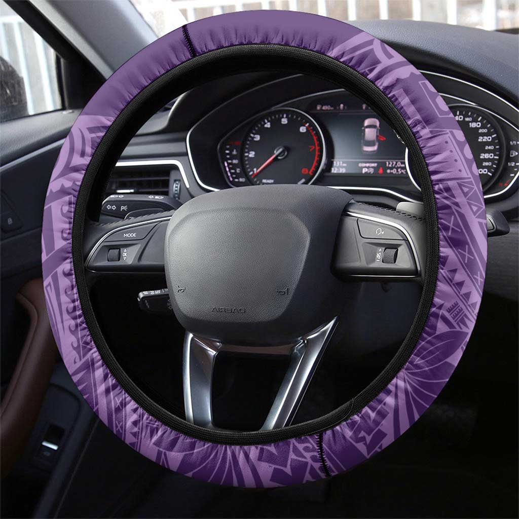Polynesia Lupus Awareness Month Steering Wheel Cover Warrior Purple Ribbon Polynesian Butterflies LT14 - Polynesian Pride