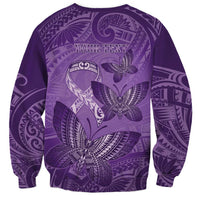 Personalised Polynesia Lupus Awareness Month Sweatshirt Warrior Purple Ribbon Polynesian Butterflies