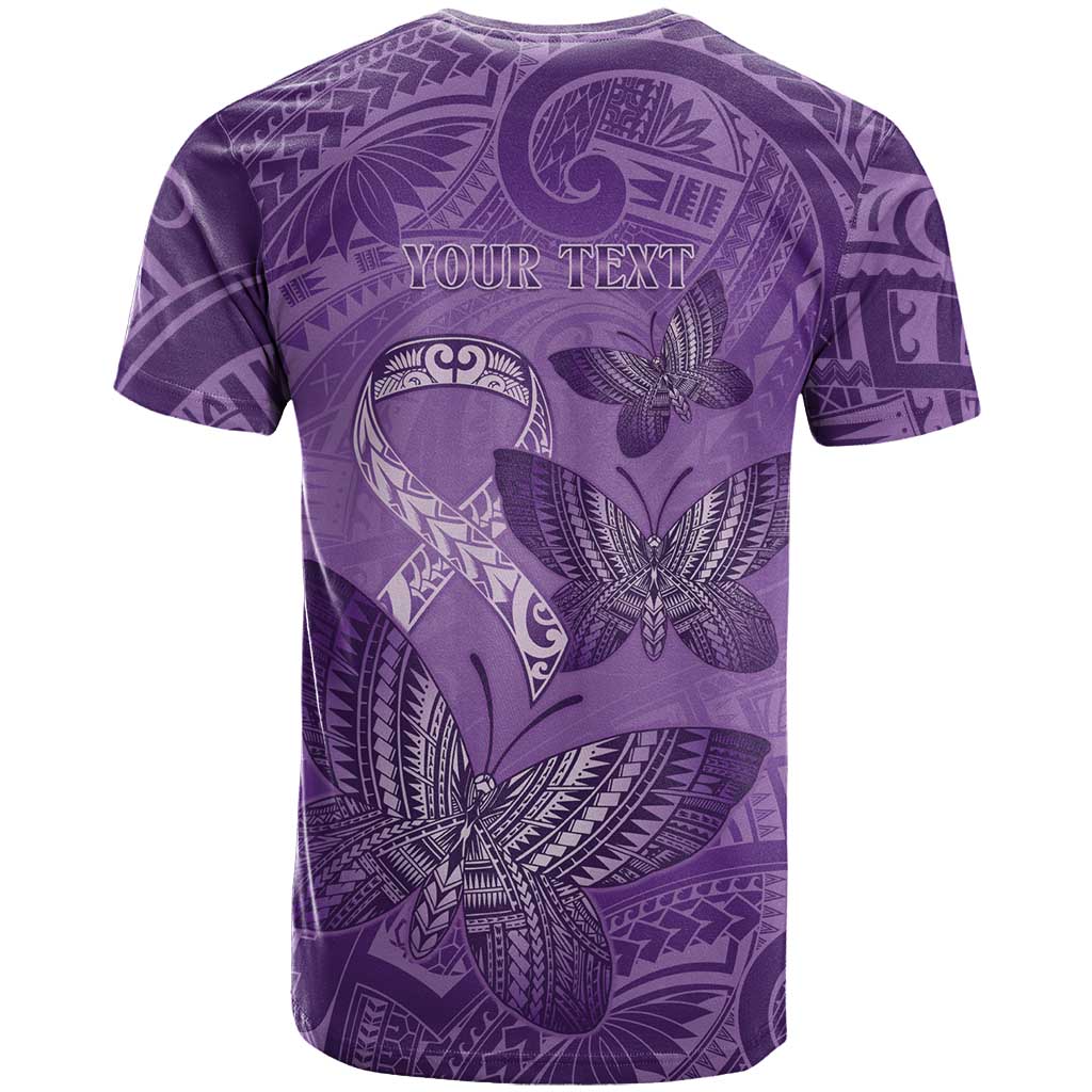 Personalised Polynesia Lupus Awareness Month T Shirt Warrior Purple Ribbon Polynesian Butterflies