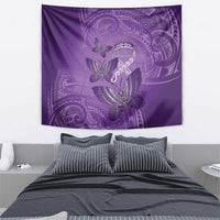 Polynesia Lupus Awareness Month Tapestry Warrior Purple Ribbon Polynesian Butterflies