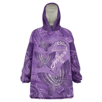 Personalised Polynesia Lupus Awareness Month Wearable Blanket Hoodie Warrior Purple Ribbon Polynesian Butterflies LT14 One Size Purple - Polynesian Pride