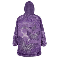 Personalised Polynesia Lupus Awareness Month Wearable Blanket Hoodie Warrior Purple Ribbon Polynesian Butterflies LT14 - Polynesian Pride
