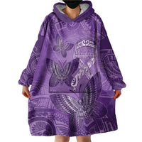 Personalised Polynesia Lupus Awareness Month Wearable Blanket Hoodie Warrior Purple Ribbon Polynesian Butterflies LT14 - Polynesian Pride