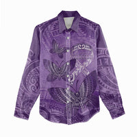 Personalised Polynesia Lupus Awareness Month Women Casual Shirt Warrior Purple Ribbon Polynesian Butterflies LT14 - Polynesian Pride