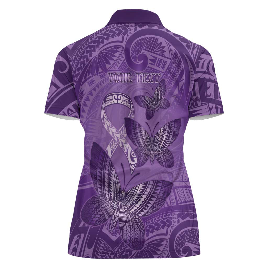 Personalised Polynesia Lupus Awareness Month Women Polo Shirt Warrior Purple Ribbon Polynesian Butterflies LT14 - Polynesian Pride
