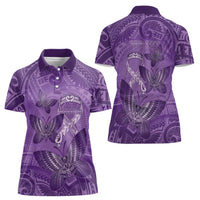 Personalised Polynesia Lupus Awareness Month Women Polo Shirt Warrior Purple Ribbon Polynesian Butterflies LT14 - Polynesian Pride