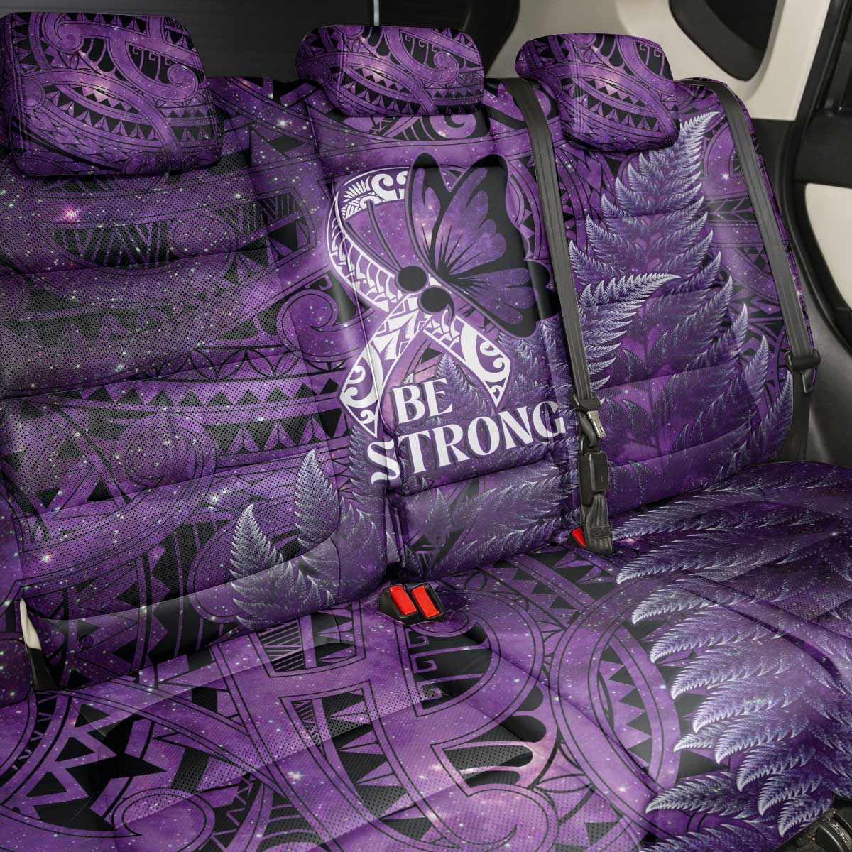 Lupus Awareness Month New Zealand Back Car Seat Cover Be Strong Warrior Maori Silver Fern LT14 - Polynesian Pride