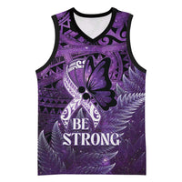 Lupus Awareness Month New Zealand Basketball Jersey Be Strong Warrior Maori Silver Fern LT14 Unisex Purple - Polynesian Pride