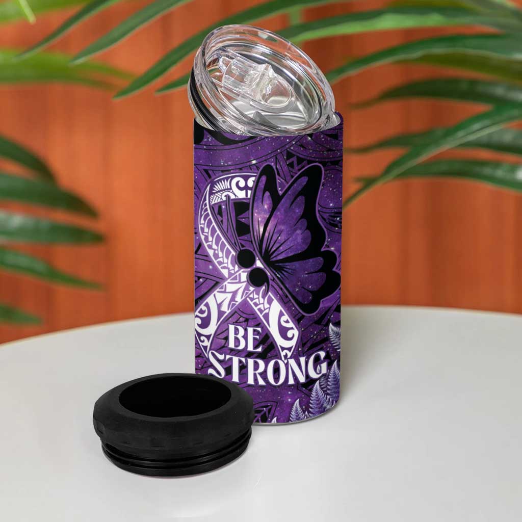 Lupus Awareness Month New Zealand 4 in 1 Can Cooler Tumbler Be Strong Warrior Maori Silver Fern LT14 - Polynesian Pride