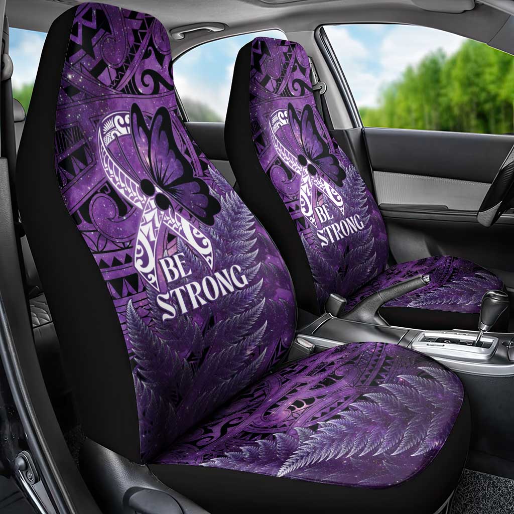 Lupus Awareness Month New Zealand Car Seat Cover Be Strong Warrior Maori Silver Fern LT14 - Polynesian Pride