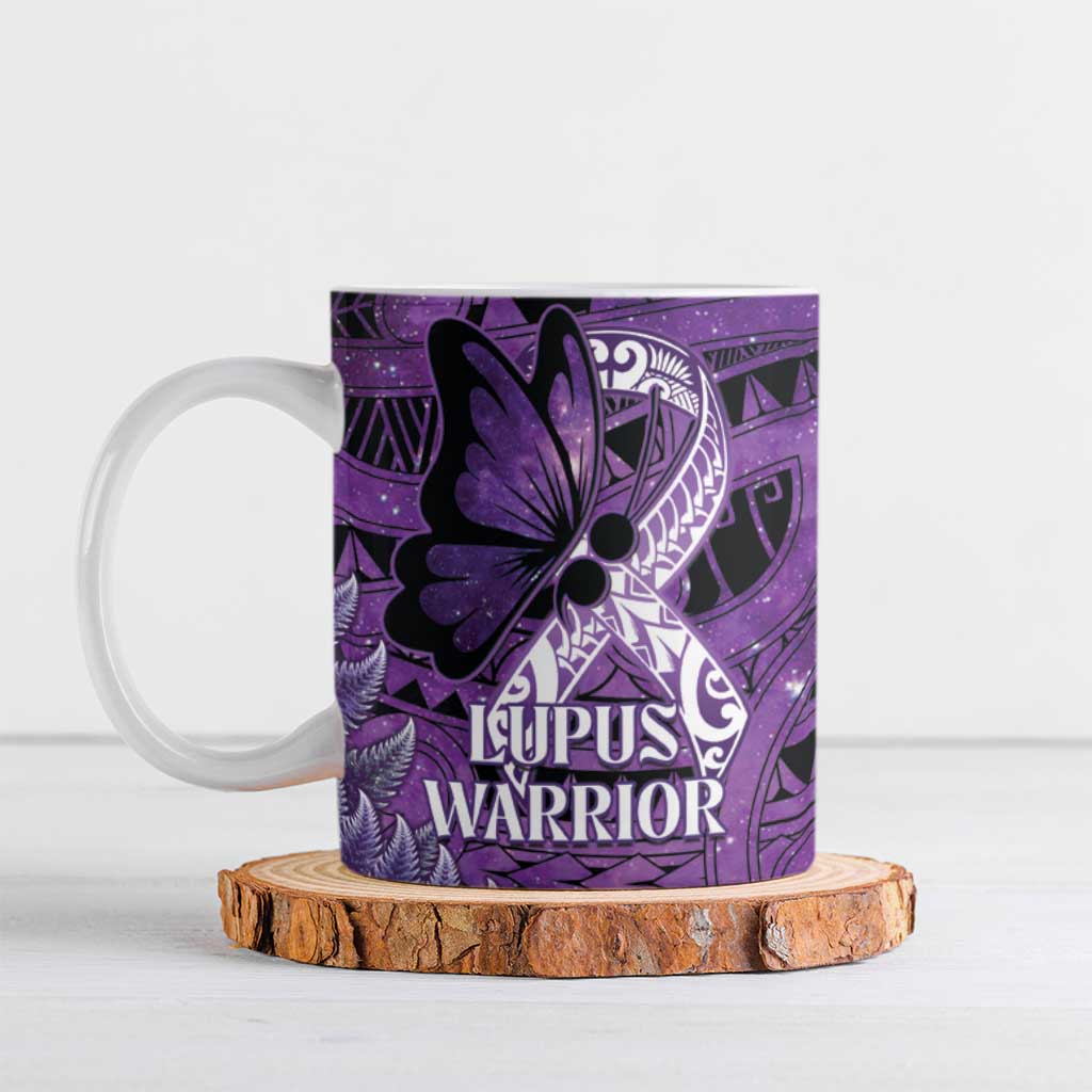 Lupus Awareness Month New Zealand Ceramic Mug Be Strong Warrior Maori Silver Fern LT14 Purple - Polynesian Pride