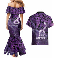 Lupus Awareness Month New Zealand Couples Matching Mermaid Dress and Hawaiian Shirt Be Strong Warrior Maori Silver Fern LT14 - Polynesian Pride