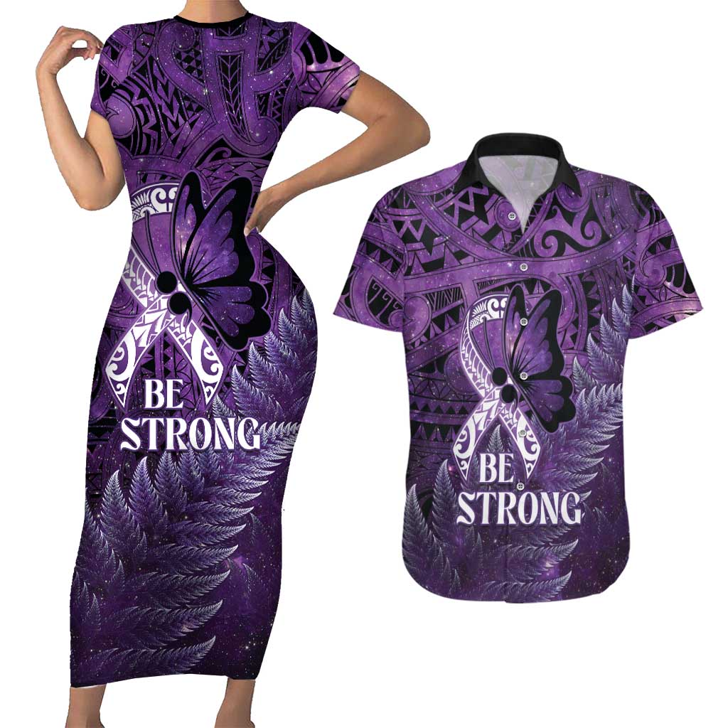 Lupus Awareness Month New Zealand Couples Matching Short Sleeve Bodycon Dress and Hawaiian Shirt Be Strong Warrior Maori Silver Fern