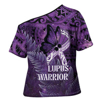 Lupus Awareness Month New Zealand Cross Shoulder Shirt Be Strong Warrior Maori Silver Fern LT14 - Polynesian Pride
