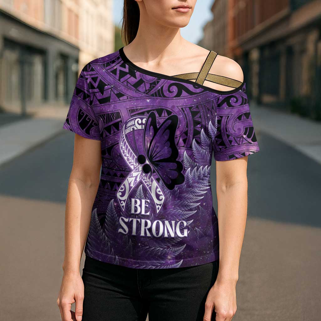Lupus Awareness Month New Zealand Cross Shoulder Shirt Be Strong Warrior Maori Silver Fern LT14 - Polynesian Pride